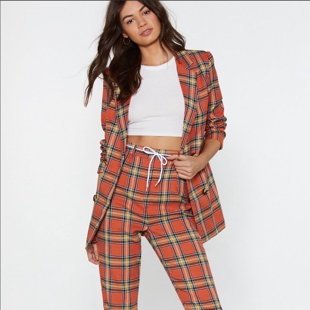 NWT Plaid Nasty Gal Pant Suit